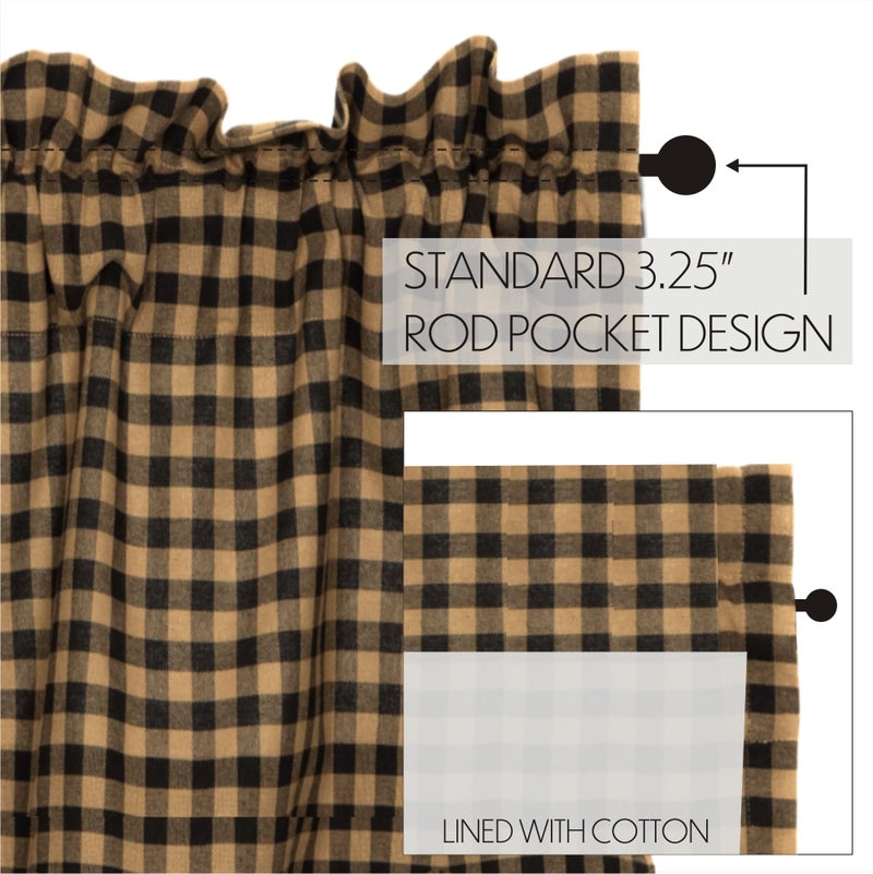 VHC Brands, Black Check, Cotton, 16x72, Scalloped Valance, Black - Image 5